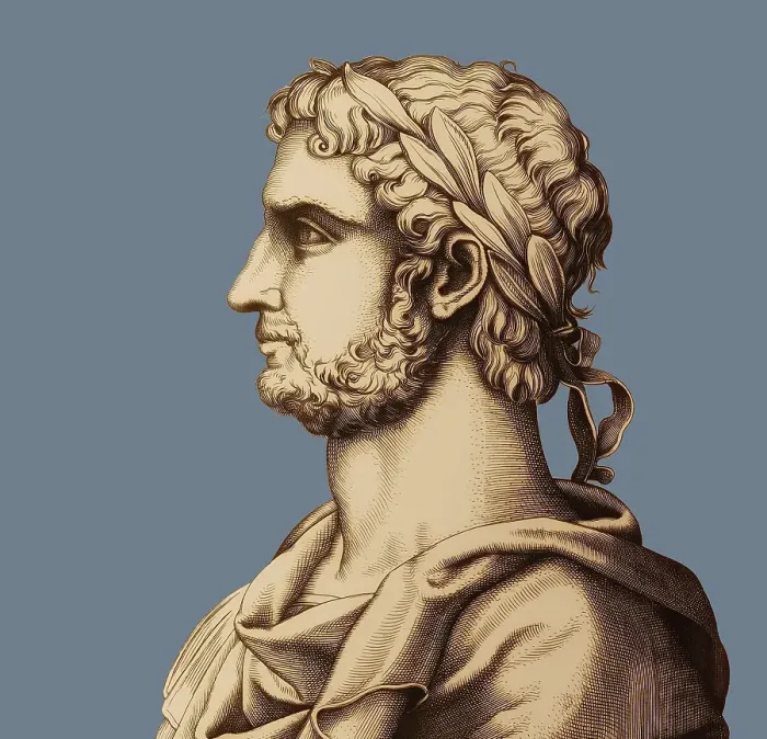 Framed Print : Hadrian or Publius Aelius Hadrianus Augustus, 76 - 138, Roman emperor, digitally edited