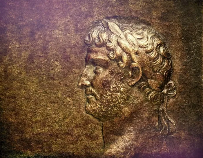 Framed Print : Hadrian or Publius Aelius Hadrianus Augustus, 76 - 138, Roman emperor, digitally edited