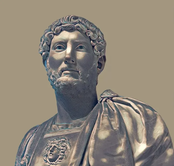 Framed Print : Hadrian or Publius Aelius Hadrianus Augustus, 76 - 138, Roman emperor, digitally edited