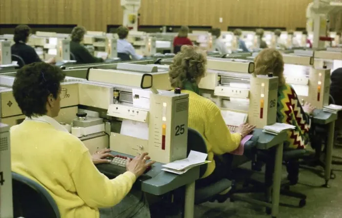 Framed Print : Hagen. Main post office. Women distributing letters 1988