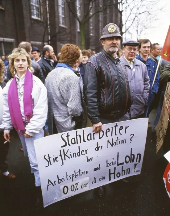 Framed Print : Hagen. Protest by steelworkers on warning strike