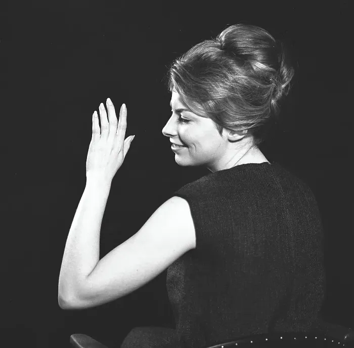 Framed Print : Hairdo in the 1960s. A woman has her hair in the typical Beehive hairstyle
