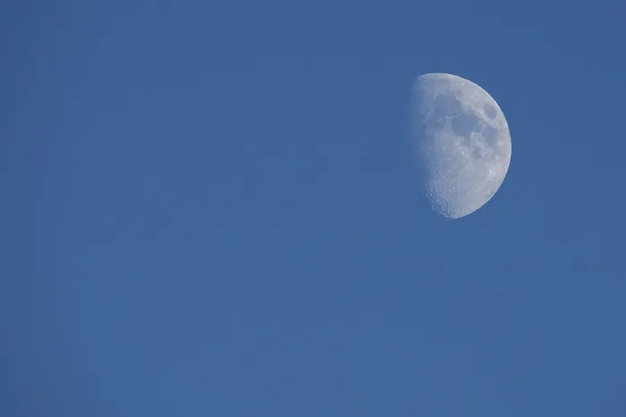 Framed Print : Half moon during the day Framed Print : Half moon during the day