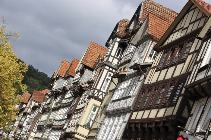 Framed Print : Half-timbered ensemble in the historic old town