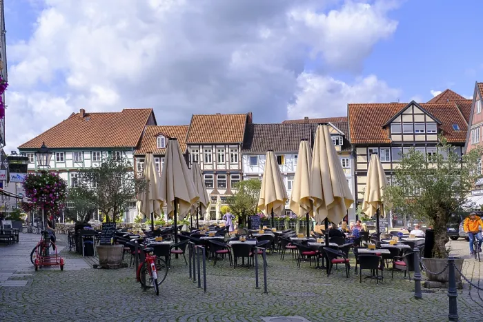 Framed Print : Half-timbered houses on the Great Plain