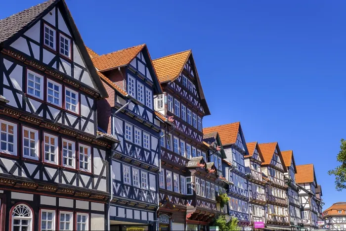 Framed Print : Half-timbered houses, Kirchstrasse