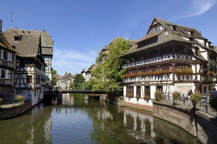 Framed Print : Half-timbered houses in La Petite France district