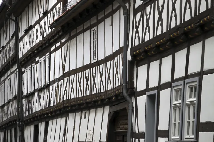 Framed Print : Half-timbered houses in Muehlhausen