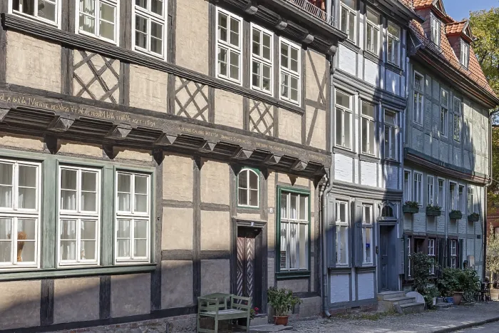 Framed Print : Half-timbered houses, old town