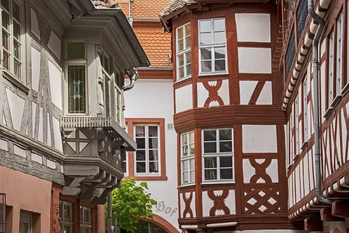 Framed Print : Half-timbered houses in the old town of Neustadt a Framed Print : Half-timbered houses in the old town of Neustadt a