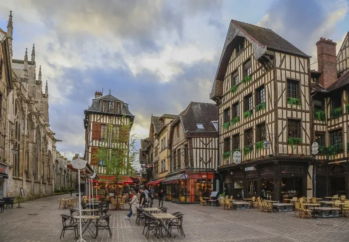 Framed Print : Half-timbered houses on Place Alexandre Israel
