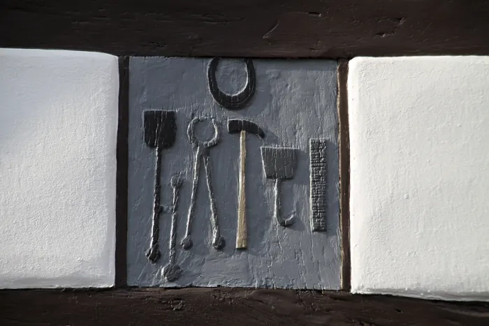 Framed Print : Half-timbered detail in Schwalenberg (forging tool)