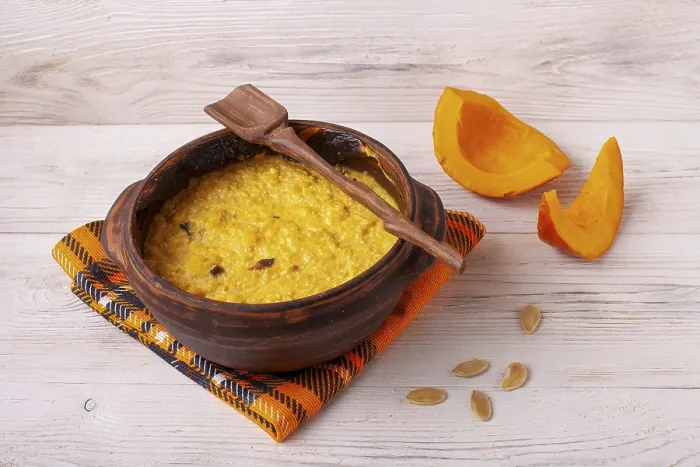Framed Print : Halloween porridge on light wooden background Framed Print : Halloween porridge on light wooden background
