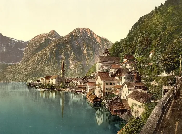 Framed Print : Hallstatt, Austria, c. 1890, Historic Framed Print : Hallstatt, Austria, c. 1890, Historic