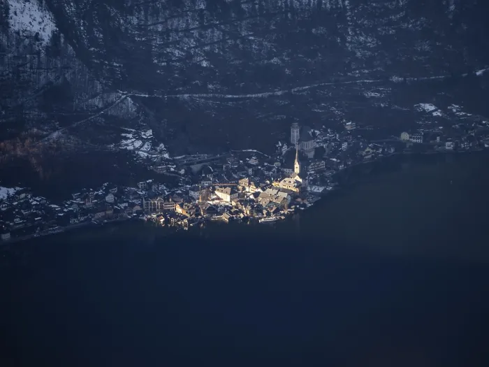 Framed Print : Hallstatt on Lake Hallstatt in the evening light