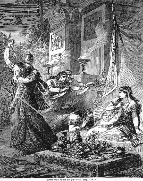 Framed Print : Haman begs Esther for his life Framed Print : Haman begs Esther for his life