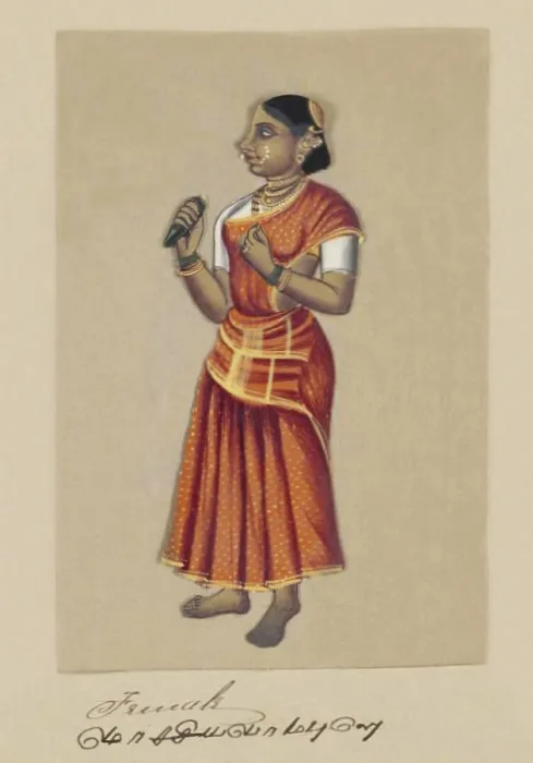 Framed Print : Hand-colored image painted on a thin sheet of mica from a manuscript entitled