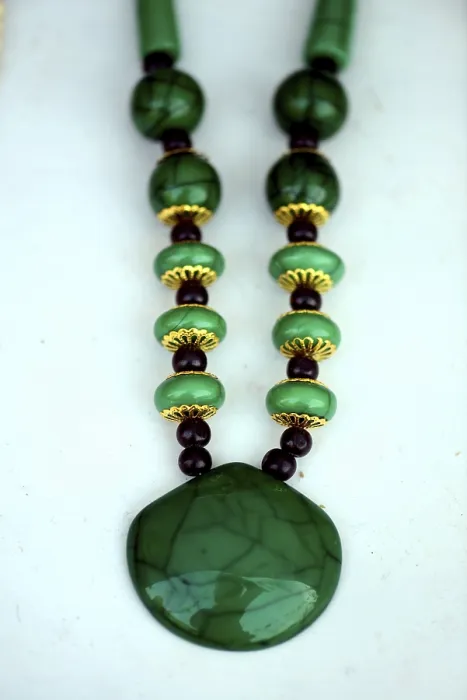 Framed Print : Handmade stone necklace, india, asia