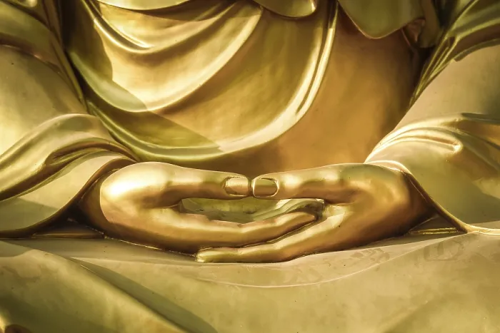 Framed Print : Hands of a Buddha sculpture in meditation posture Framed Print : Hands of a Buddha sculpture in meditation posture