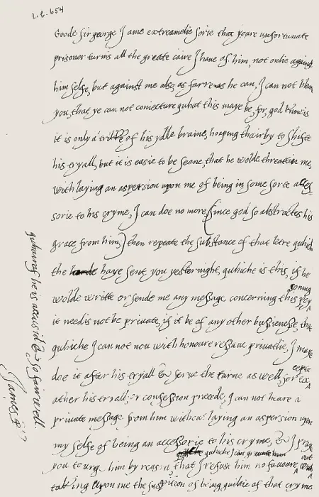 Framed Print : Handwritten letter by James VI and I, James Charles Stuart, 1566 - 1625, King of England, Scotland and Ireland, digitally edited
