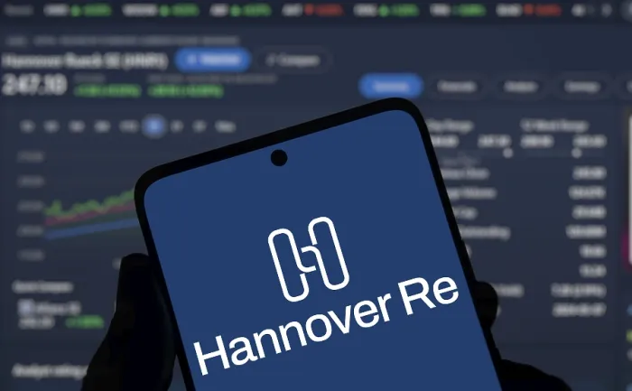 Framed Print : Hannover re logo is displayed on smartphone