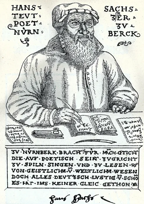 Framed Print : Hans Sachs at the age of 73 (1494-1576)