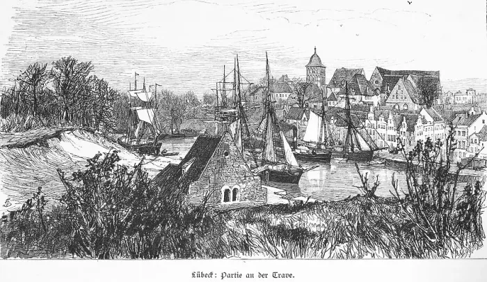 Framed Print : Hanseatic city of Luebeck on the Trave