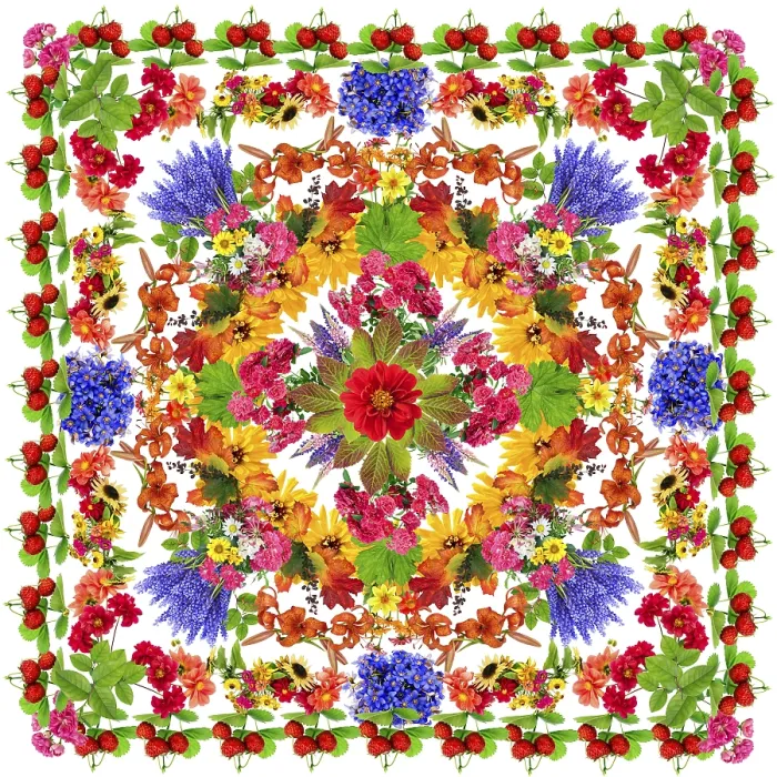Framed Print : Happiness lotus square mandala made from fresh summer flowers Framed Print : Happiness lotus square mandala made from fresh summer flowers