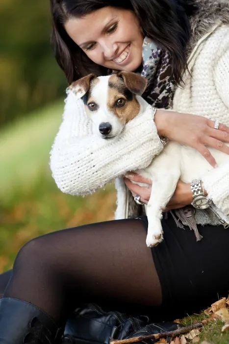 Framed Print : Happy girl with her Jack Russell Terrier Framed Print : Happy girl with her Jack Russell Terrier