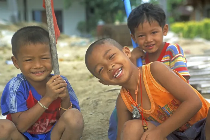 Framed Print : Happy little boys, Railay, two years in front of the tsunami