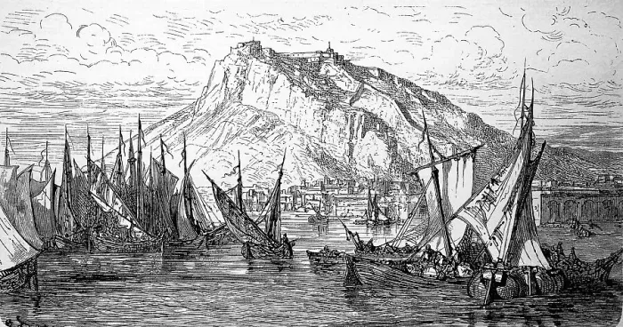 Framed Print : The harbour of Alicante in Spain in 1880 Framed Print : The harbour of Alicante in Spain in 1880