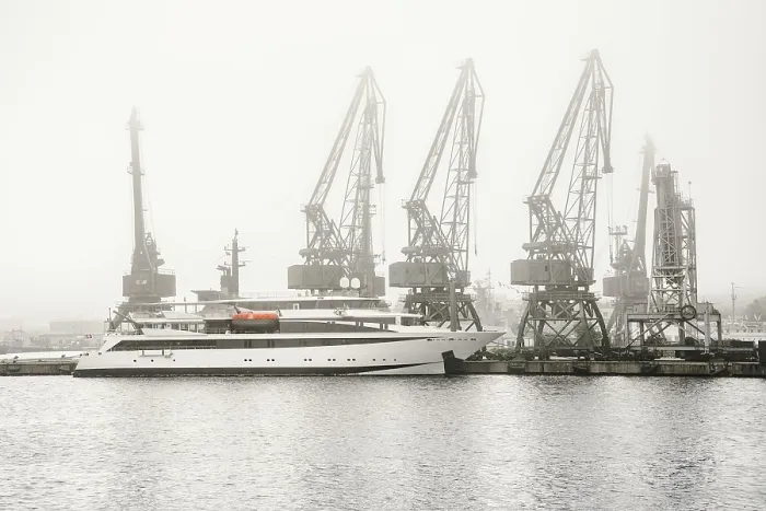 Framed Print : Harbour Cranes In The Mist Varna, Bulgaria Framed Print : Harbour Cranes In The Mist Varna, Bulgaria