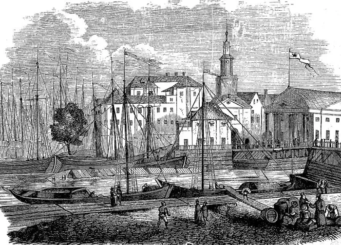 Framed Print : The harbour in Koenigsberg in Prussia Framed Print : The harbour in Koenigsberg in Prussia