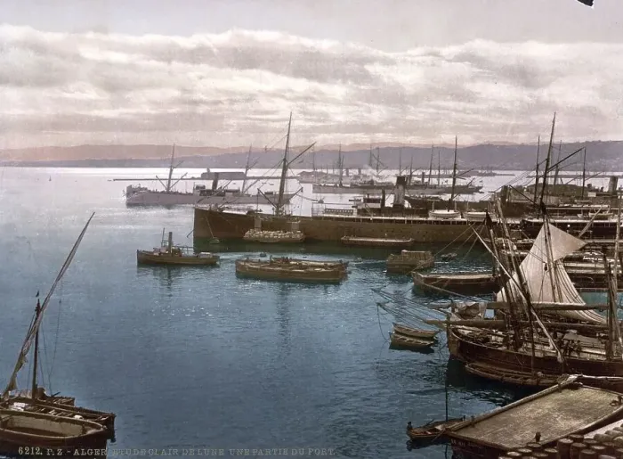 Framed Print : Harbour by moonlight, Algiers, Algeria Framed Print : Harbour by moonlight, Algiers, Algeria