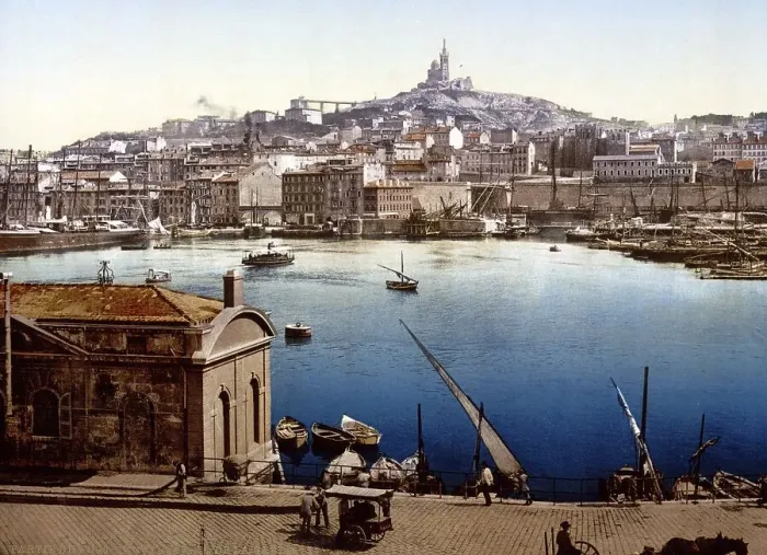 Framed Print : The harbour of, Marseille, around 1890 Framed Print : The harbour of, Marseille, around 1890