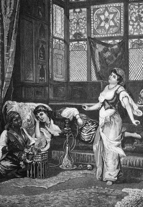 Framed Print : In a harem in Arabia, historical engraving, 1888