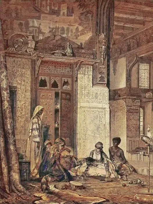Framed Print : In a harem during the Khalif period