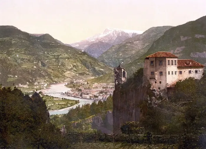 Framed Print : Haselburg Castle and view of Bolzano