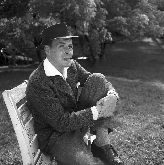 Framed Print : Hat fashion in the 1950s. Actor Hasse Ekman