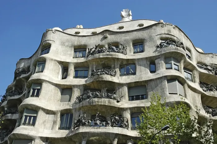 Framed Print : Hausfassade, Casa Mila, Architekt Antoni Gaudi