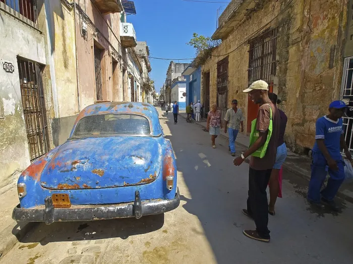 Framed Print : Havana, Cuba - April 03, 2013: Vintage retro cars on the streets of Havana