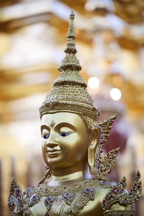 Framed Print : Head of Buddha statue in Doi Suthep Wat in Chiang Mai