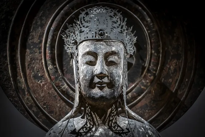 Framed Print : Head of a Japanese Buddha statue Framed Print : Head of a Japanese Buddha statue