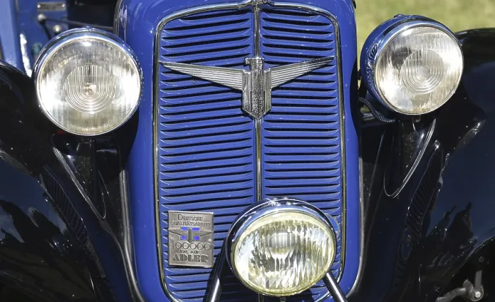 Framed Print : Headlights from the classic car Adler Trumpf Junior