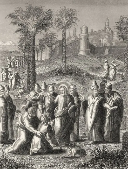 Framed Print : Healing a blind man near Jericho