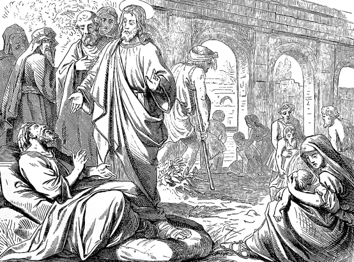 Framed Print : The healing at the pool of Bethesda Framed Print : The healing at the pool of Bethesda