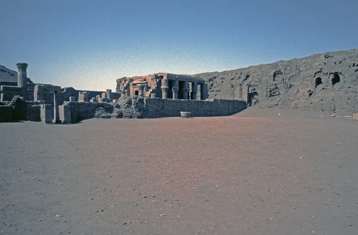 Framed Print : Heavily destroyed birthplace, Mammisi, Horus Temple, Edfu, Nile Valley, Egypt, September 1989, vintage, retro, old, historical, Africa