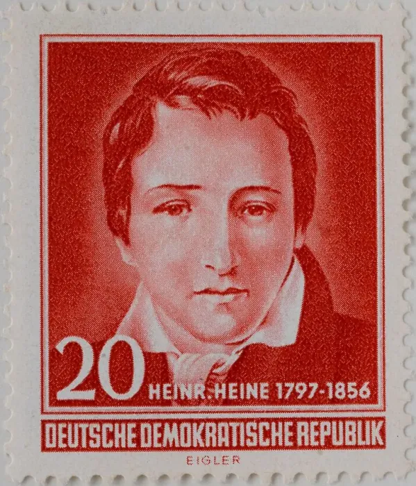 Framed Print : Heinrich Heine, portrait on a stamp, GDR, 1956 Framed Print : Heinrich Heine, portrait on a stamp, GDR, 1956