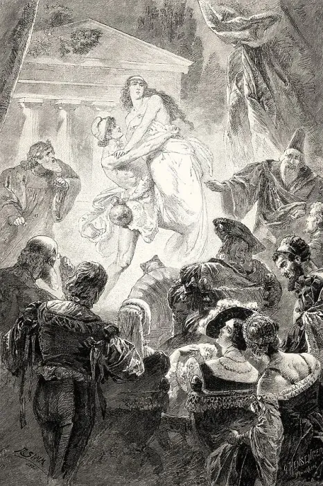 Framed Print : Helen and Paris, first act, Faust II