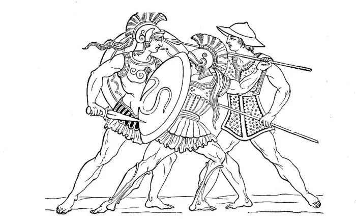 Framed Print : Hellenic warrior c. 480, armed with shield and sword